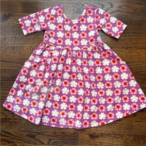 Hanna Andersson Purple Floral skater Dress with White & Red Flowers